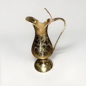 Elegant Brass Mini Decorative Pitcher 6” tall